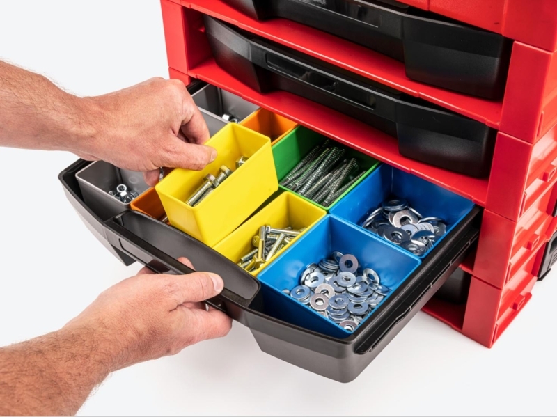 Organizer Bin Modular Interlocking Shallow Profile Tool Drawer Organization