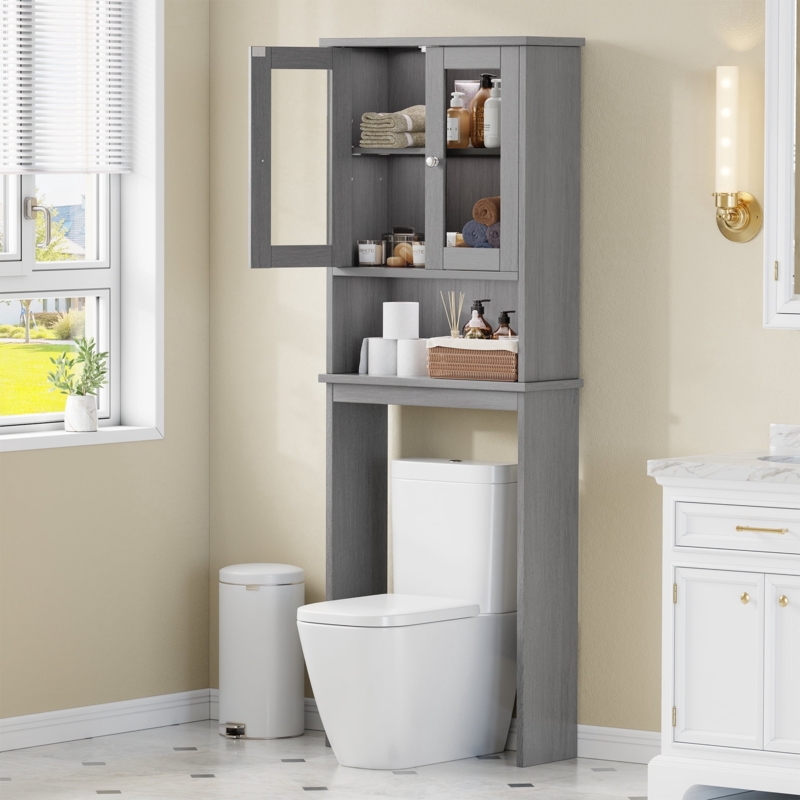 Over-the-Toilet Cabinet featuring Frosted Glass Doors