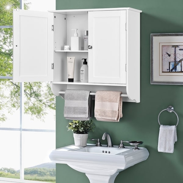 Over The Toilet Cabinet: Louvered Doors & Open Shelf, Coastal Style