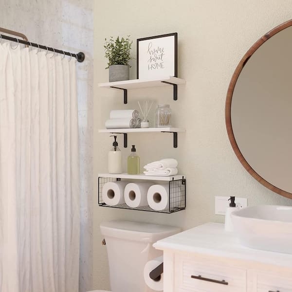 Over The Toilet Shelf: Compact Tank Topper Design with Perforated Sides