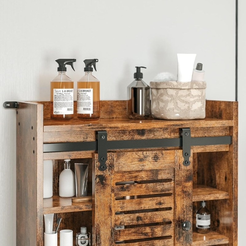 Over The Toilet Storage Industrial Rustic Sliding Barn Door Cabinet
