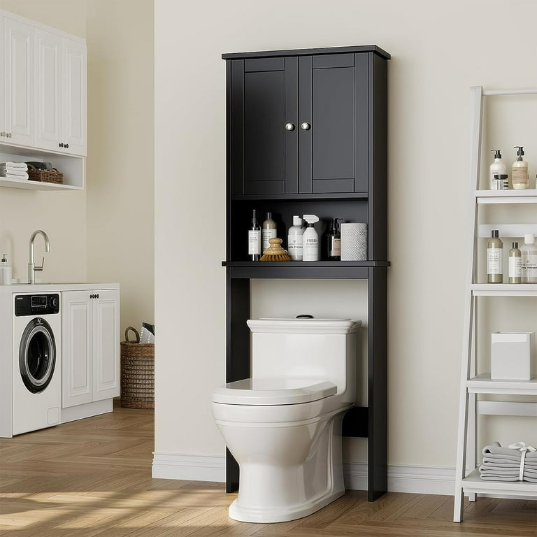 Over The Toilet Storage Matte Black Cabinet Contemporary Organizer