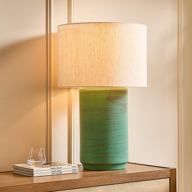 Oversized Table Lamp Reactive Glaze Bulbous Silhouette Modern Organic