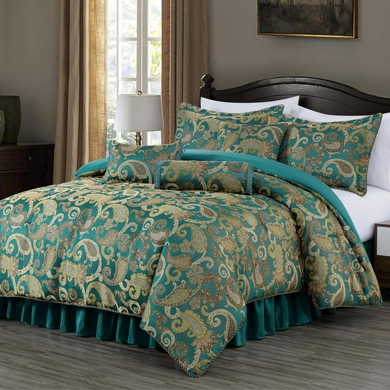 Paisley Jacquard Comforter Set, Ornate Weave, Traditional Bedroom Styling