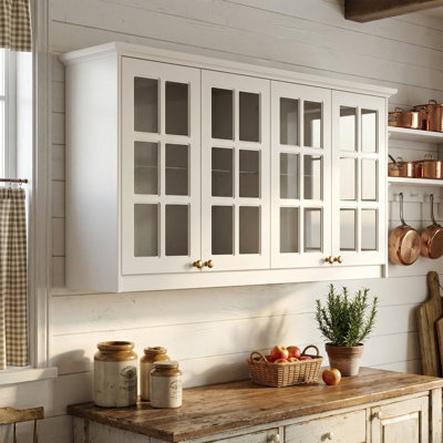 Pantry Cabinet Espresso Vertical Slats Floating Design Transitional
