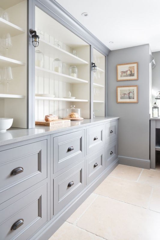Pantry Cabinetry Shaker Style Floor to Ceiling with Library Ladders