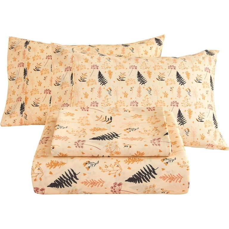 Pastel Blue Floral Sheet Set | Cottagecore Botanical Print Microfiber