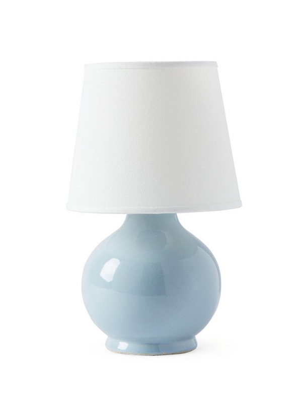 Petite Table Lamp: Coastal Blue Beaded Ceramic Base