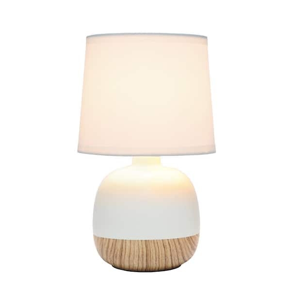 Petite Table Lamp Mid Century White Shade Light Wood Tripod