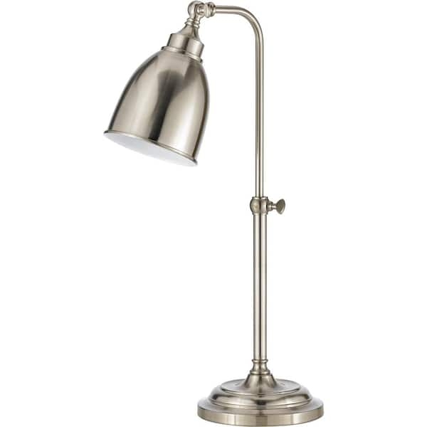 Pharmacy Table Lamp, Adjustable Swing Arm in Industrial Brushed Steel