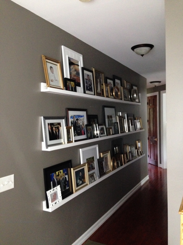 Picture Ledge, Matte White with Layered Leaning Frames for Hallway