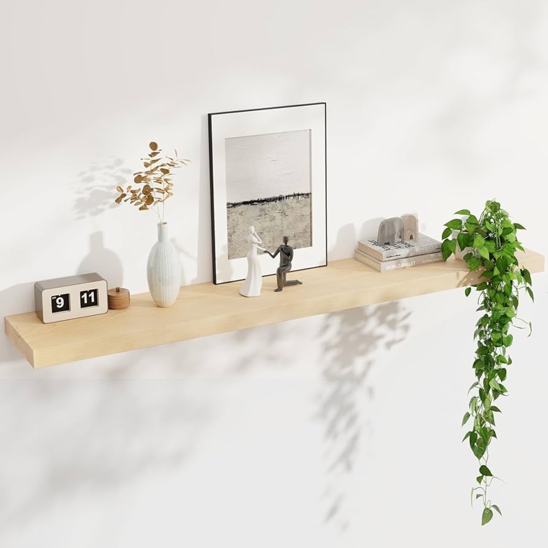 Picture Ledge Shelves, Blonde Wood, Extra Long for Nursery.