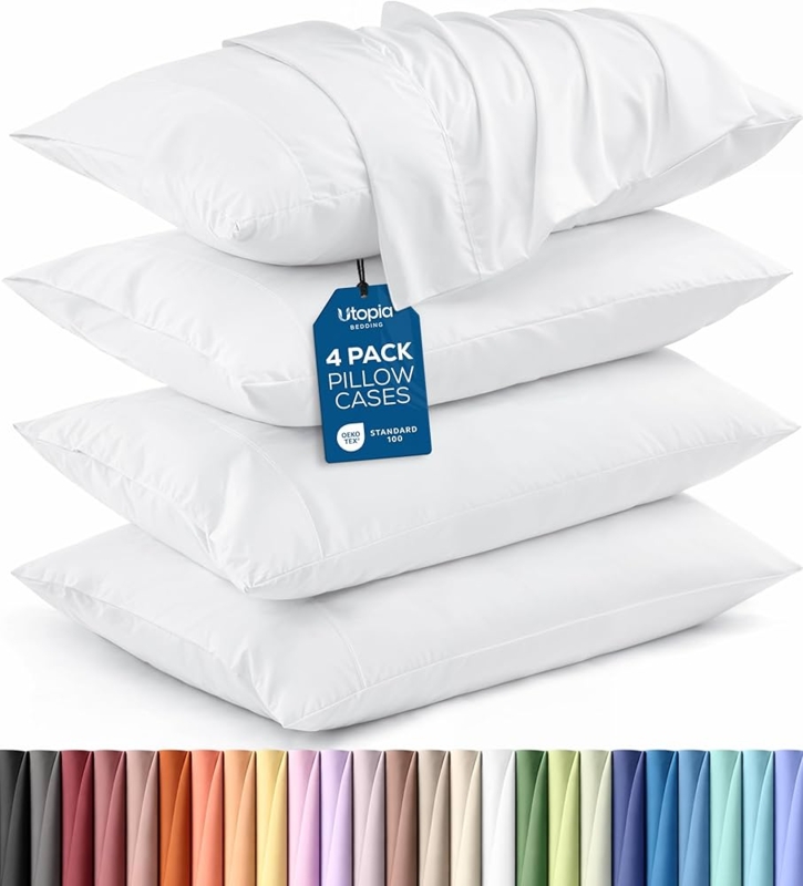 Pillow Case White Microfiber with Envelope Closure Soft Bedding