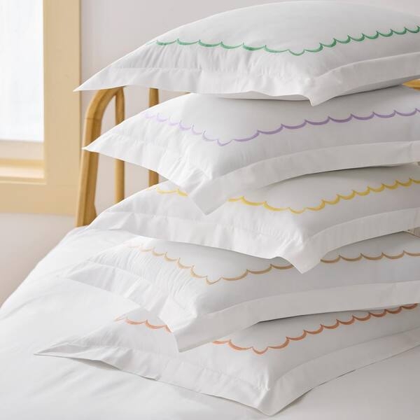 Pillowcase Lavender Scalloped Edges Cotton Percale