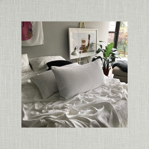 Pillowcase: Light Dove Gray Linen-Like with Rumpled Texture, Cozy & Airy