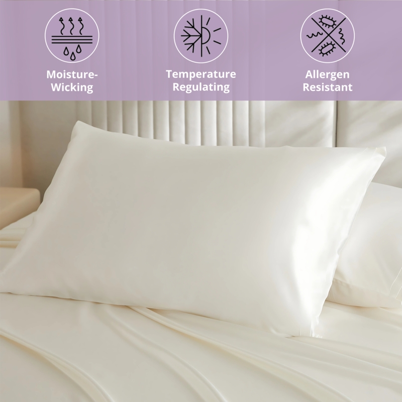 Pillowcase Lilac Silk High Sheen Finish Lustrous Luxury Accents