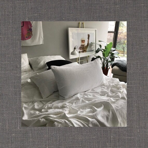 Pillowcase: Natural Linen with Wrinkled Texture, Modern Gray Styling