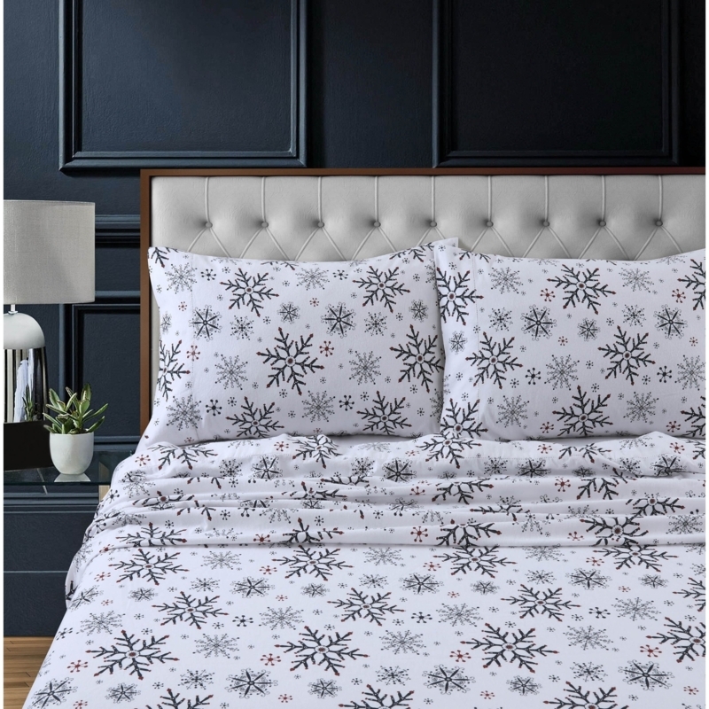 Pillowcase Navy Blue Paisley Bedding on Heavyweight Flannel Fabric