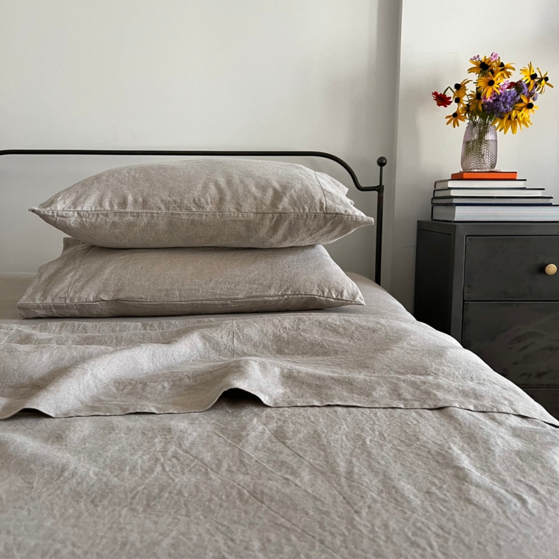 Pillowcase Oatmeal Envelope Closure Organic Linen Bedding Decor