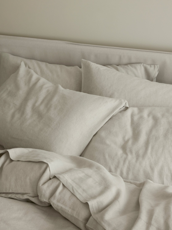 Pillowcase Oatmeal Oxford Piped Edge Linen Blend Bedding Styling