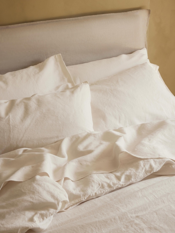 Pillowcase Oyster White Linen Blend Top Stitching Modern Farmhouse