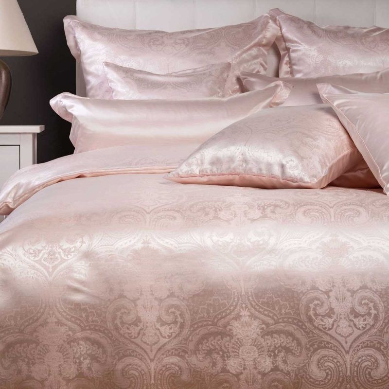 Pillowcase Rose Pink Shimmering Silk Like Romantic Rose Pink Bedding