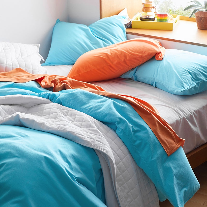 Pillowcase Set Turquoise Jersey Knit Soft Solid Color