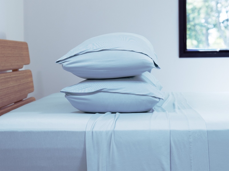Pillowcase Sky Blue Color Smooth Texture Subtle Sheen Cooling