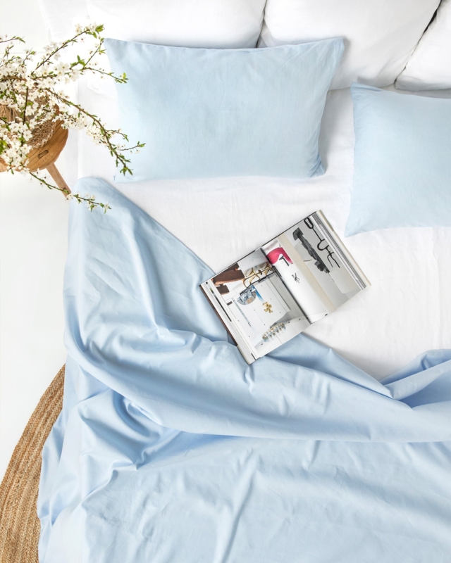Pillowcase Sky Blue Textured Linen Slub Coastal Minimalist