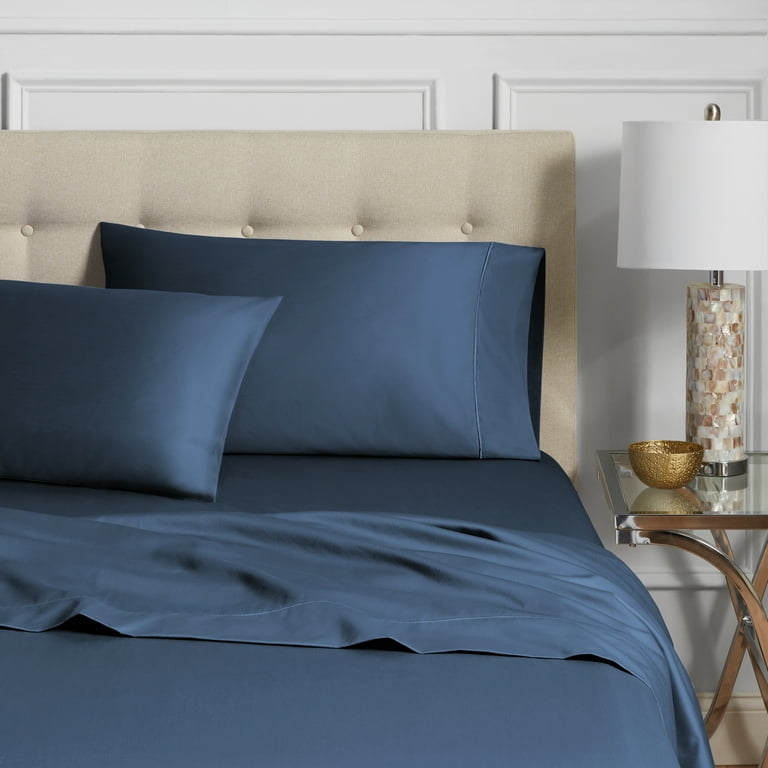 Pillowcase Washed Indigo Flange Edge Dark Blue Hotel Style Bedding