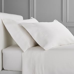 Pillowcase White Double Stitched Border Lustrous Sateen