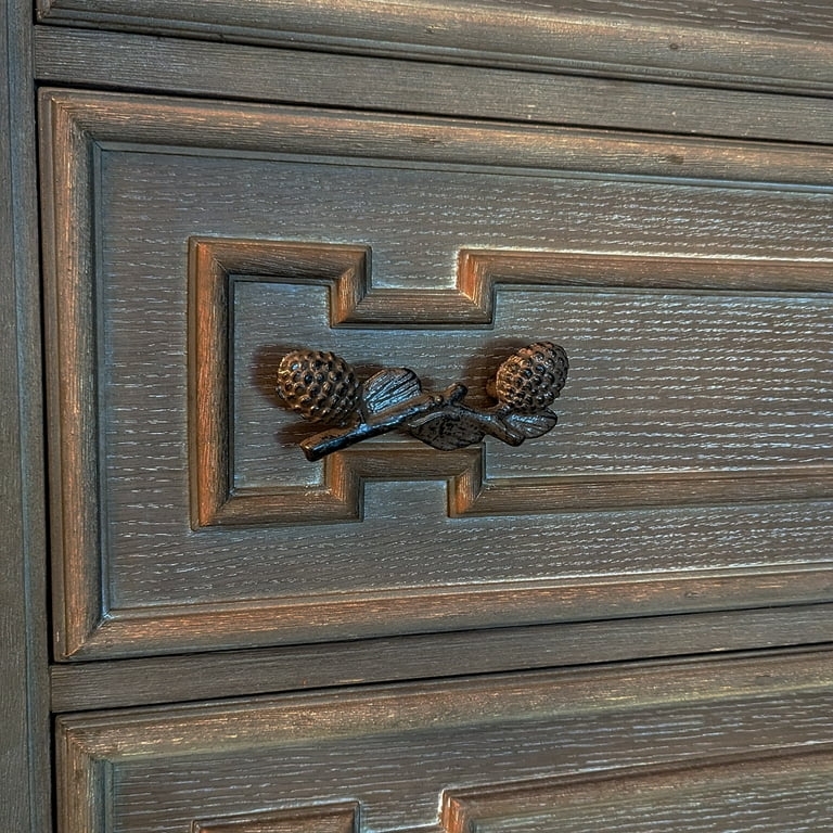Pinecone Drawer Pull Antique Bronze Finish Textured Molding Rustic Lodge
