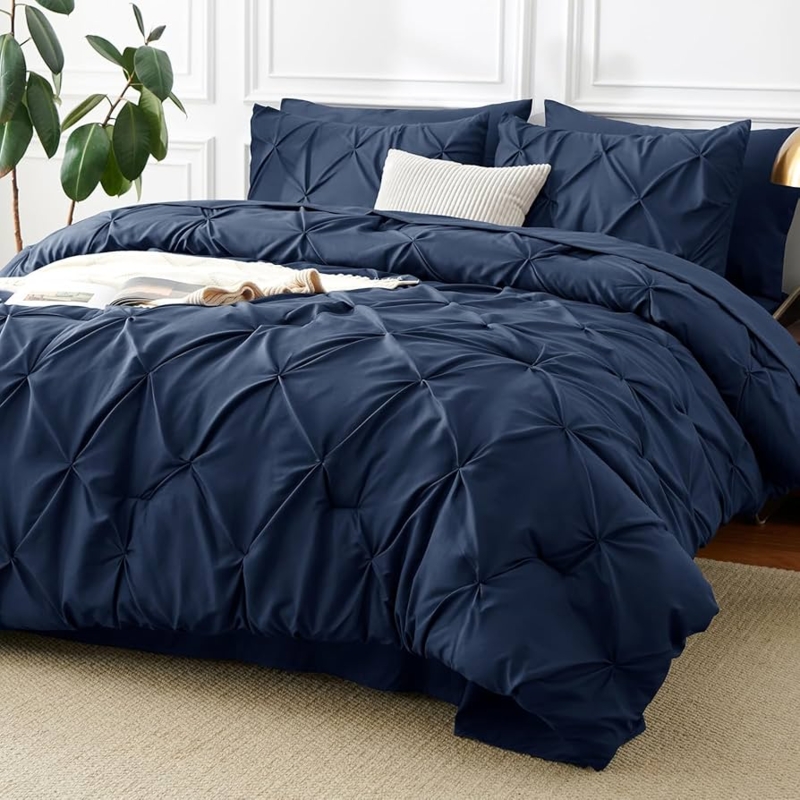 Pintuck Comforter Set, Pinch Pleat Bedding, Transitional.