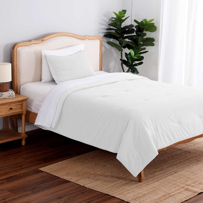 Plush Grid Comforter Set Modern Neutral Bedding Ideas