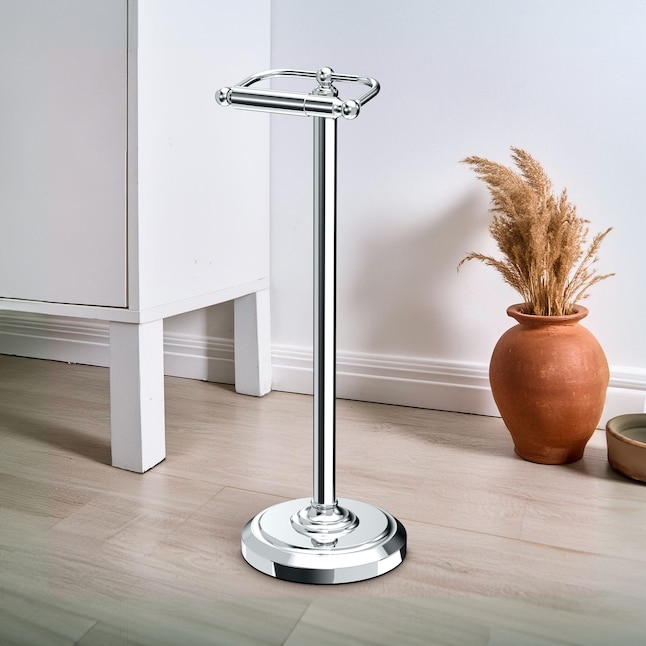 Polished Chrome Freestanding Holder with Spring-Loaded Dispenser Arm