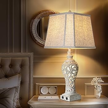Polished Gold Table Lamp Set Integrated Nightlight Transitional Style