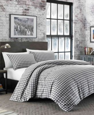 Preston Flannel Duvet Cover Set, Heathered Grey Cotton