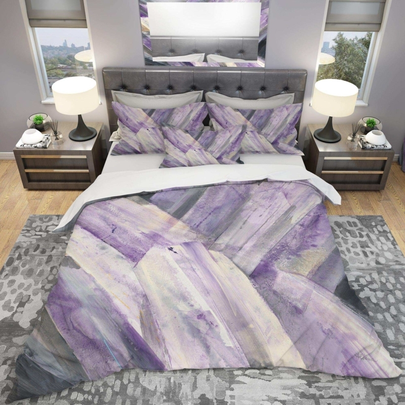 Purple Abstract Duvet Set Styling Glacier Geometric Print Bedding