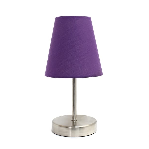 Purple Tapered Shade Stick Table Lamp in Brushed Nickel