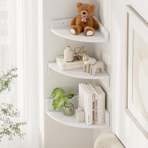 Quarter Circle Floating Shelves Set of Three Bathroom Storage