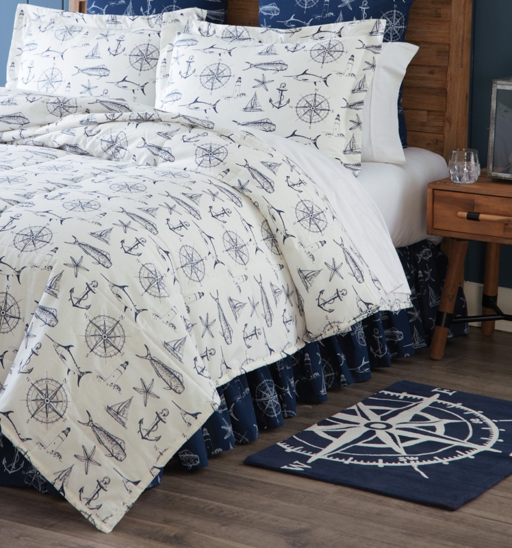 Quilt Set Anchor Motifs Coastal Diamond Quilting Rope Trim Classic