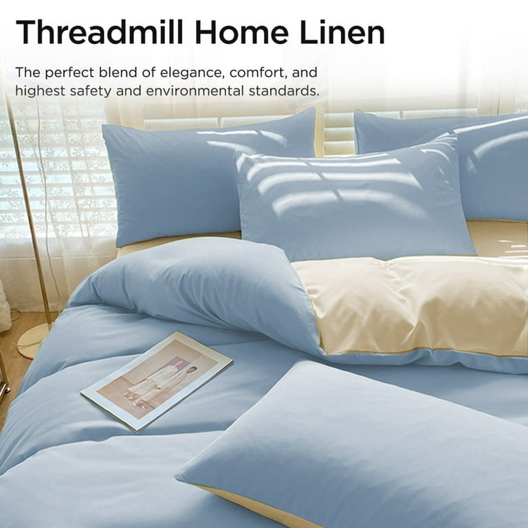Quilt Set: Light Blue with Diamond Quilted Geometric Texture, Scandi Style