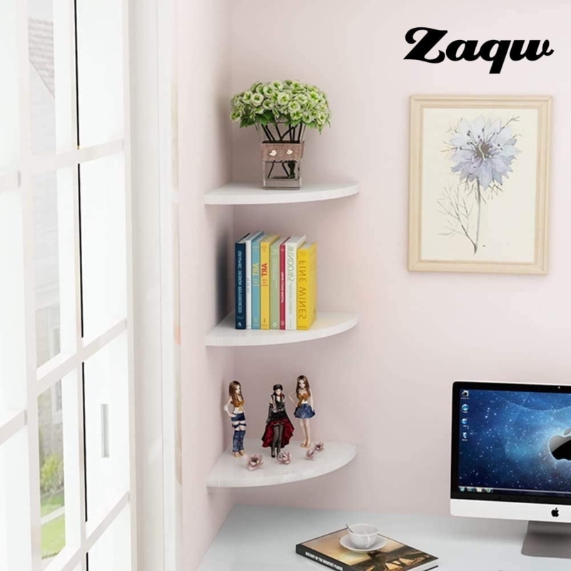 Radial Corner Shelf Set of Three Floating Design Small Space Display