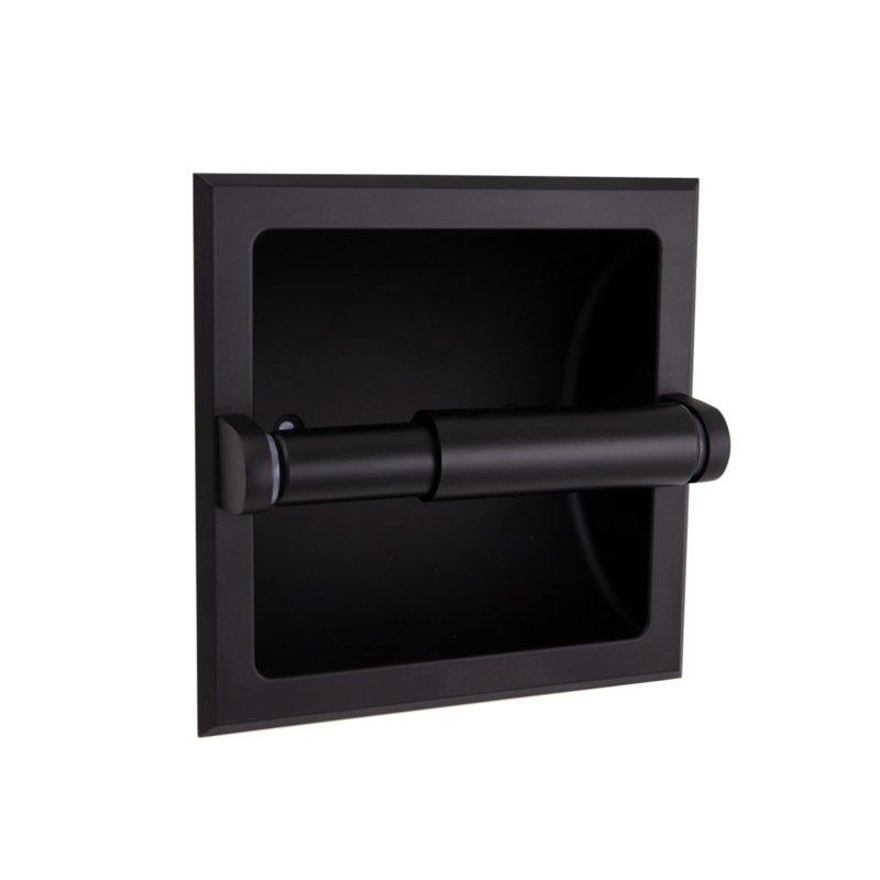 Recessed Toilet Paper Holder Spring Loaded Roller In-Wall