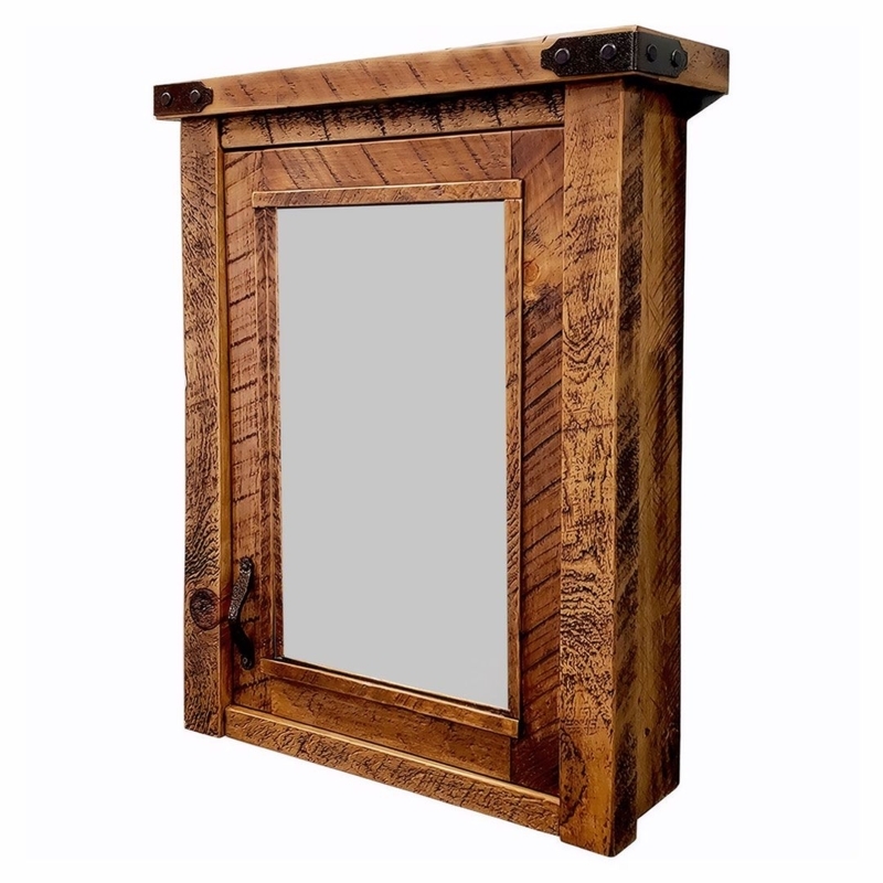 Reclaimed Barnwood Medicine Cabinet with Weathered Texture