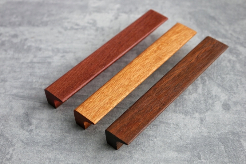 Rectangular Hardwood Cabinet Pulls Integrated Finger Groove