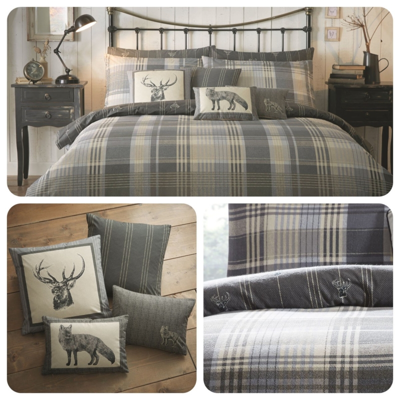 Red Navy Windowpane Check Duvet Set Brushed Cotton Farmhouse Style