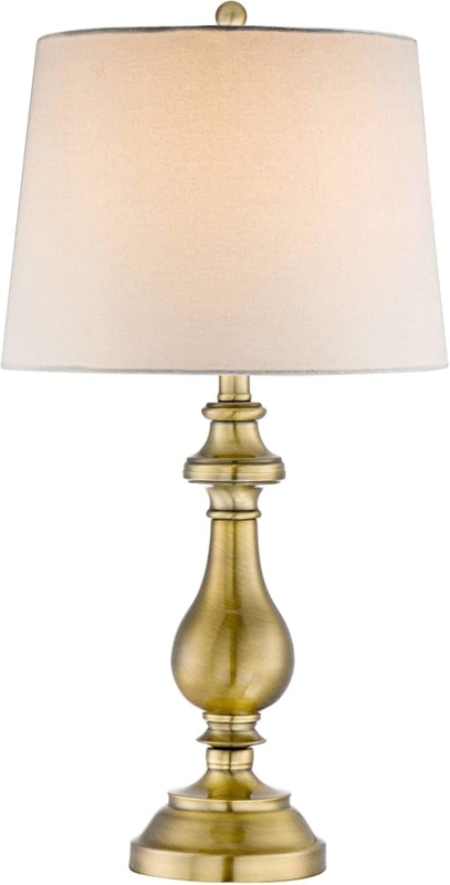 Regency Table Lamp: Antique Candlestick Base with Fabric Drum Shade