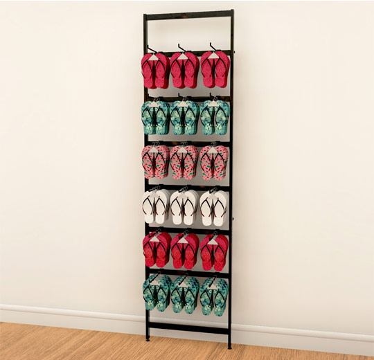 Retail Display Rack Matte Black 18 Hooks Vertical Rail Accessory