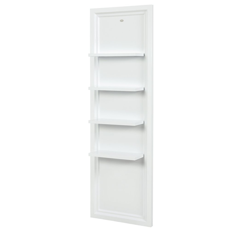 Retail Display Shelf: Five-Tier Wood Shelves White Frame, Scandi Style Display